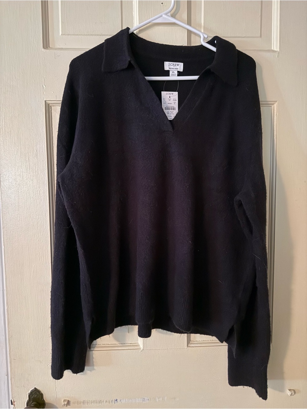 J. Crew Factory Black V-Neck Polo Collar Sweater